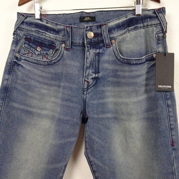 True Religion Geno Big T Flap Relaxed Slim Light Chilly Wash Jeans Men’s 34x32 - Picture 5 of 13